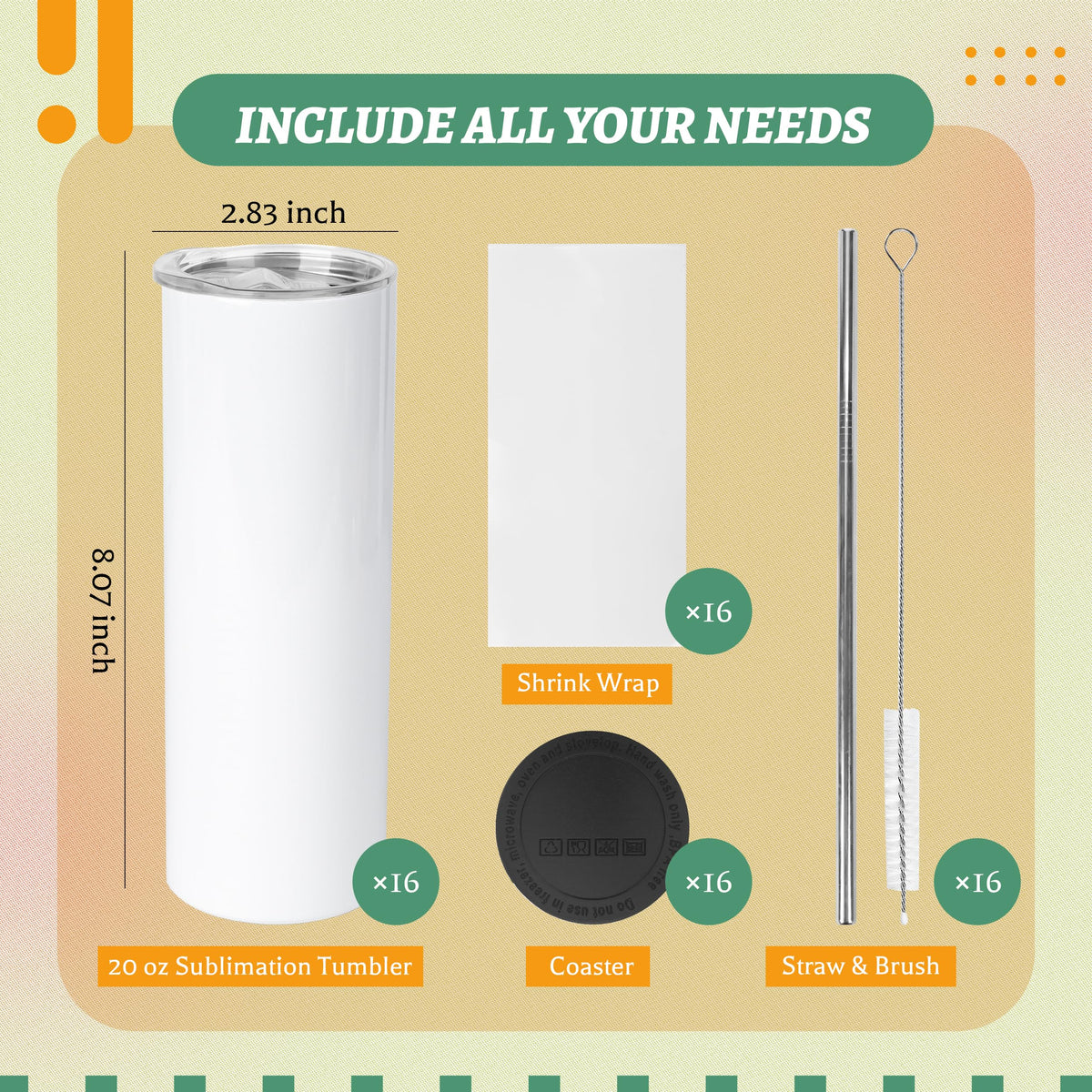 Joyclub 16-straws set with tumblers for easy sipping.