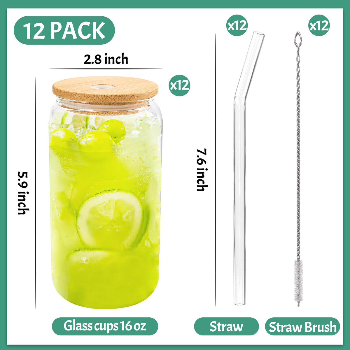 Joyclub 16oz can-shaped glasses showcase vibrant beverages for cafes.