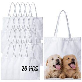 Joyclub 20-pack canvas tote bags ready for sublimation with vibrant prints
