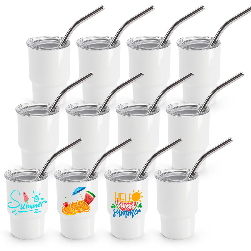 Joyclub 3 oz mini tumbler with lid and straw for portable, spill-free sipping