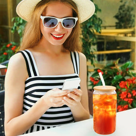 Joyclub clear glasses catch light, ideal for drink photos.