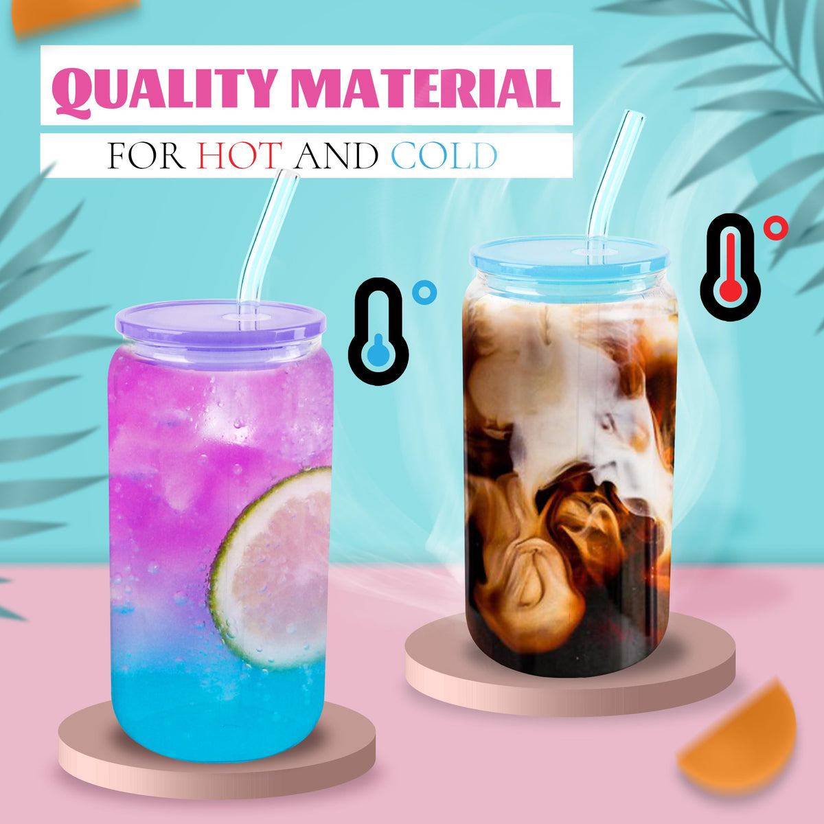 Joyclub dishwasher-safe glass and lids simplify cleanup after beverages.