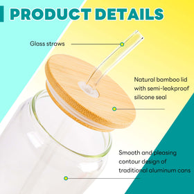 Joyclub glass straw close‑up for fresh juice or tea