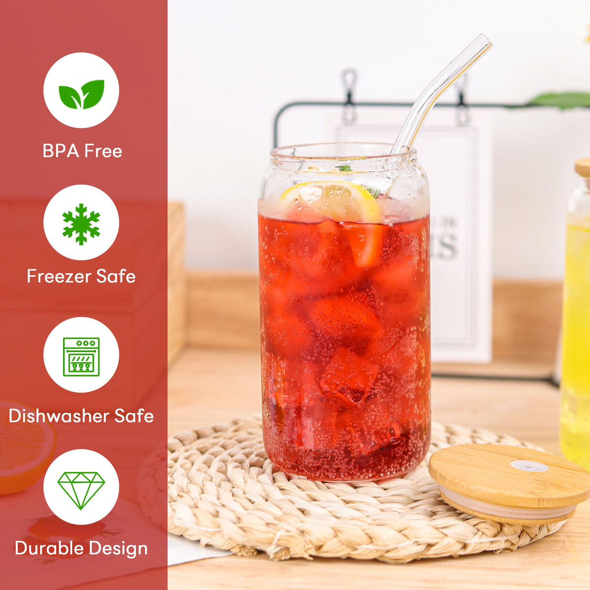 Joyclub transparent glass with fruit juice for vibrant look