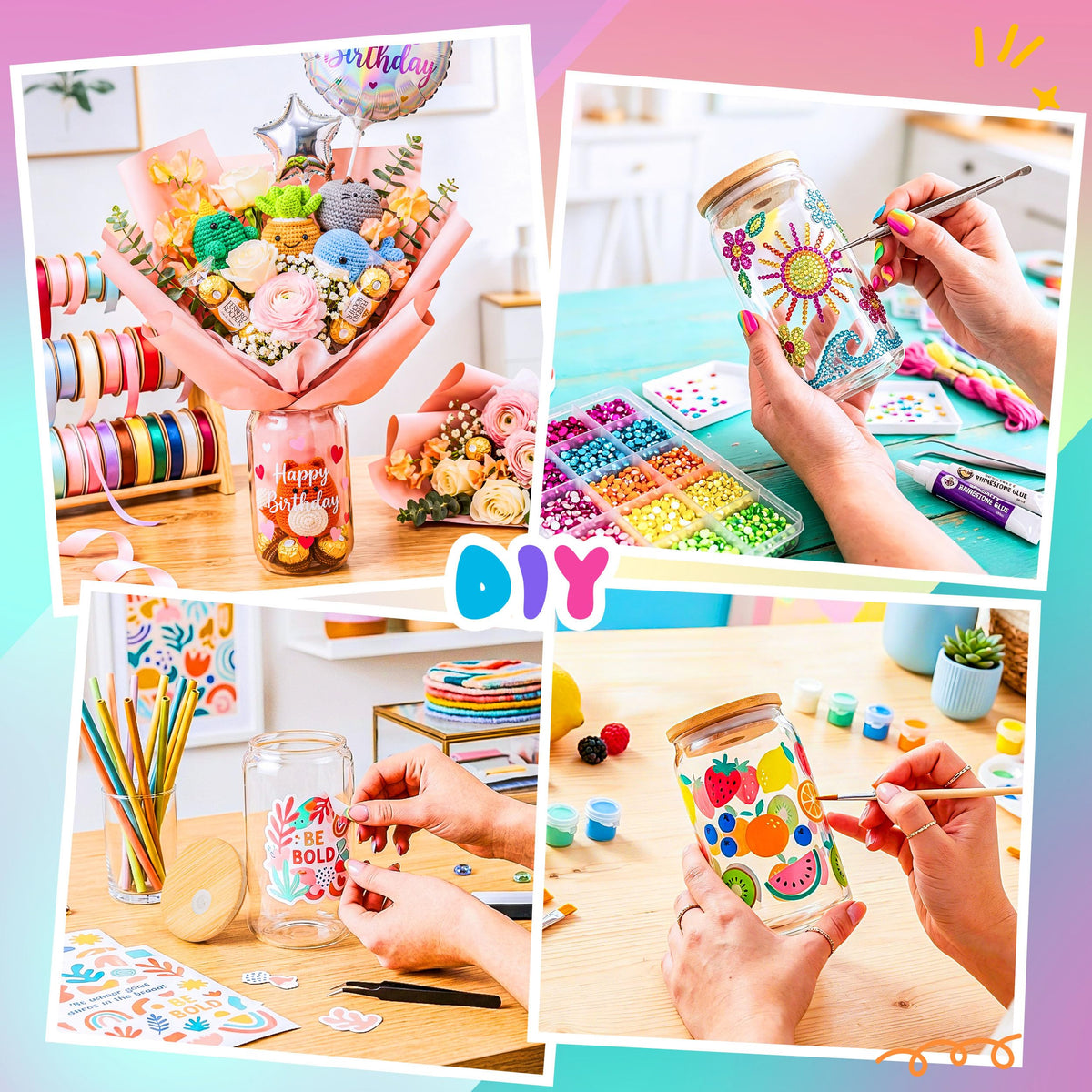 Joyclub stackable glass cups arranged for easy storage