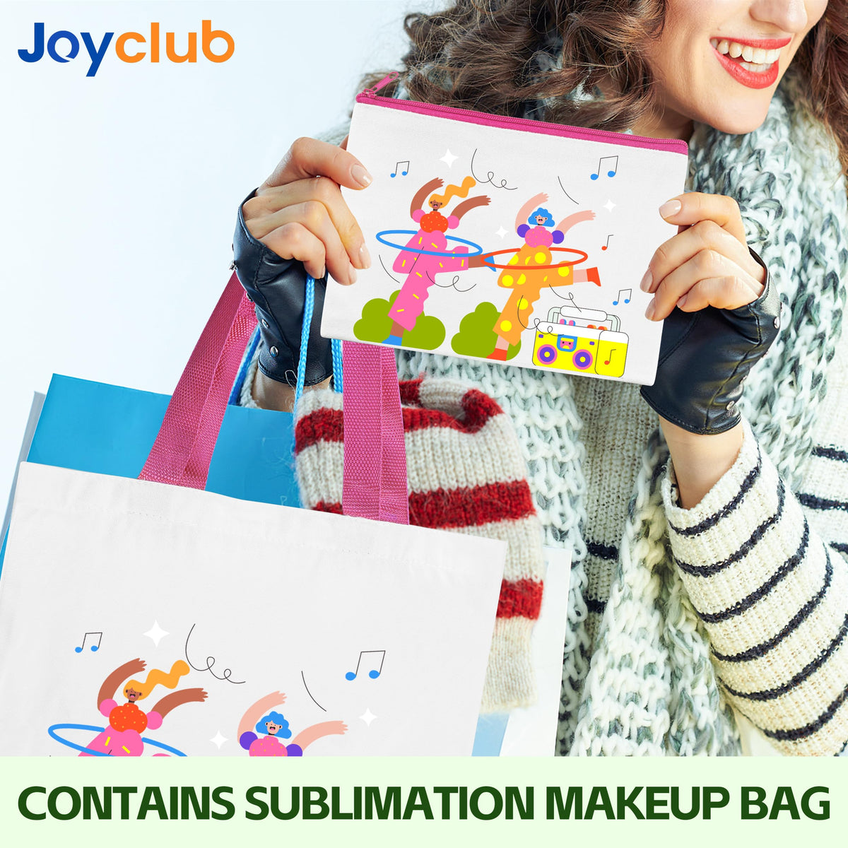 Joyclub tote bag used as grocery bag with reusable eco-friendly appeal.