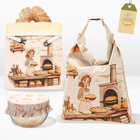 JOYCUDDLE beeswax bread bags with bowl cover for proofing and freshness.