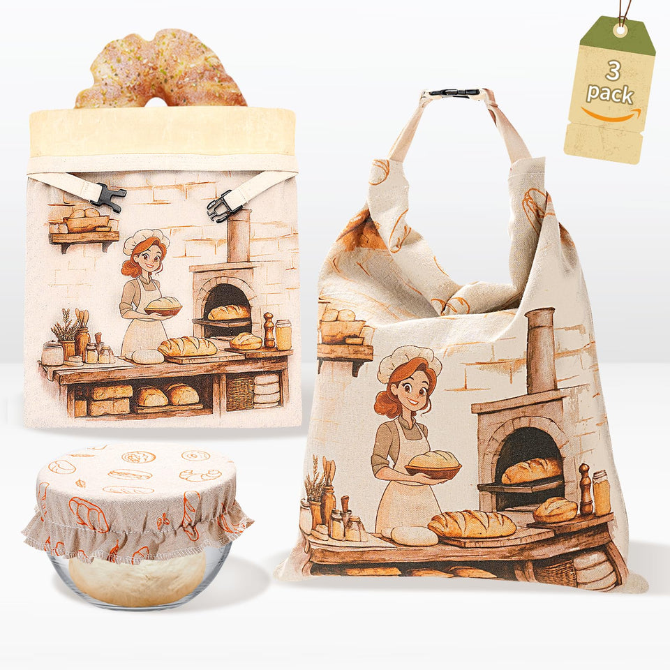 JOYCUDDLE beeswax bread bags with bowl cover for proofing and freshness.