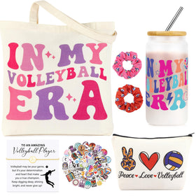 JoycuFF 16oz volleyball glass cup keeps drinks cool during practice.