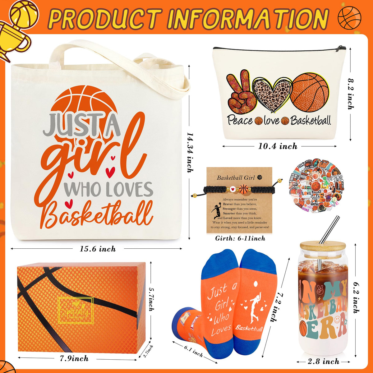 JoycuFF basketball gift tote bag for gear, books, or travel