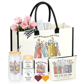 JoycuFF book lovers tote bag with large capacity for books and essentials.