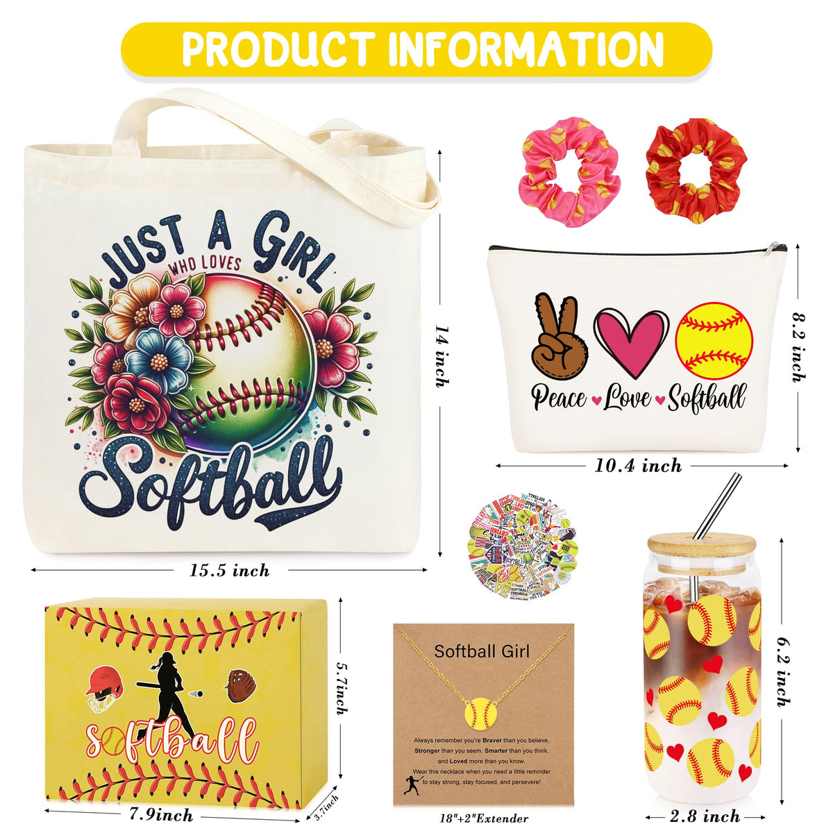 JoycuFF canvas tote bag with softball design, durable for gear and snacks.