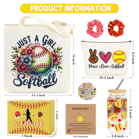 JoycuFF canvas tote bag with softball design, durable for gear and snacks.