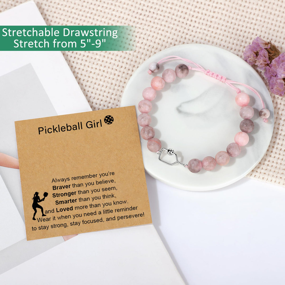 JoycuFF pickleball bracelet adjustable for most wrists.