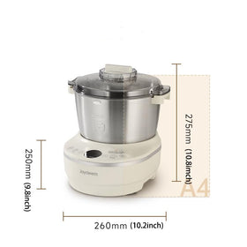 Joydeem dough maker with silicone suction cups for stability and quiet operation.