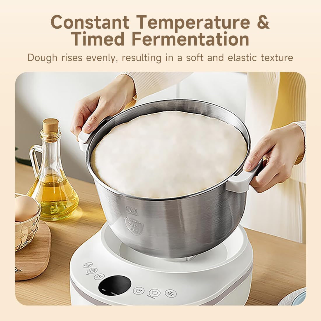 Joydeem dough maker showing summer fermentation cycle maintaining ideal warmth.