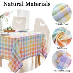 Joyfol Day Easter dining table with plates and glasses for a cheerful setting