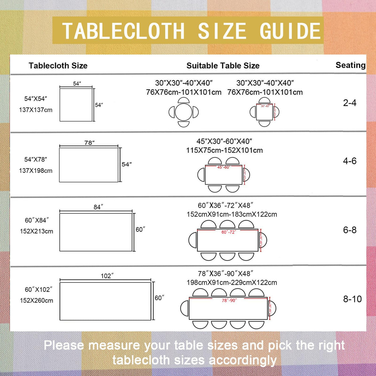 Joyfol Day rectangular 78x54 tablecloth on a kitchen table