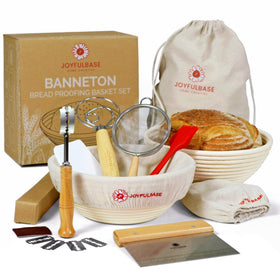 JOYFULBASE banneton round basket 9in for even rise and better dough shaping