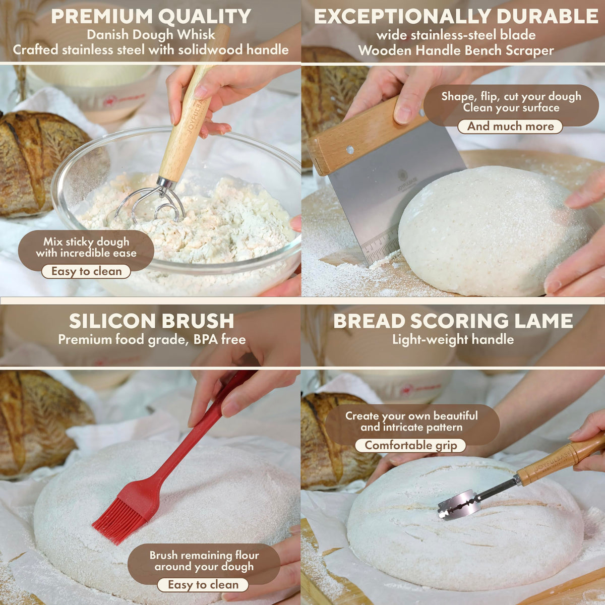 JOYFULBASE silicone brush for even moisture distribution on dough