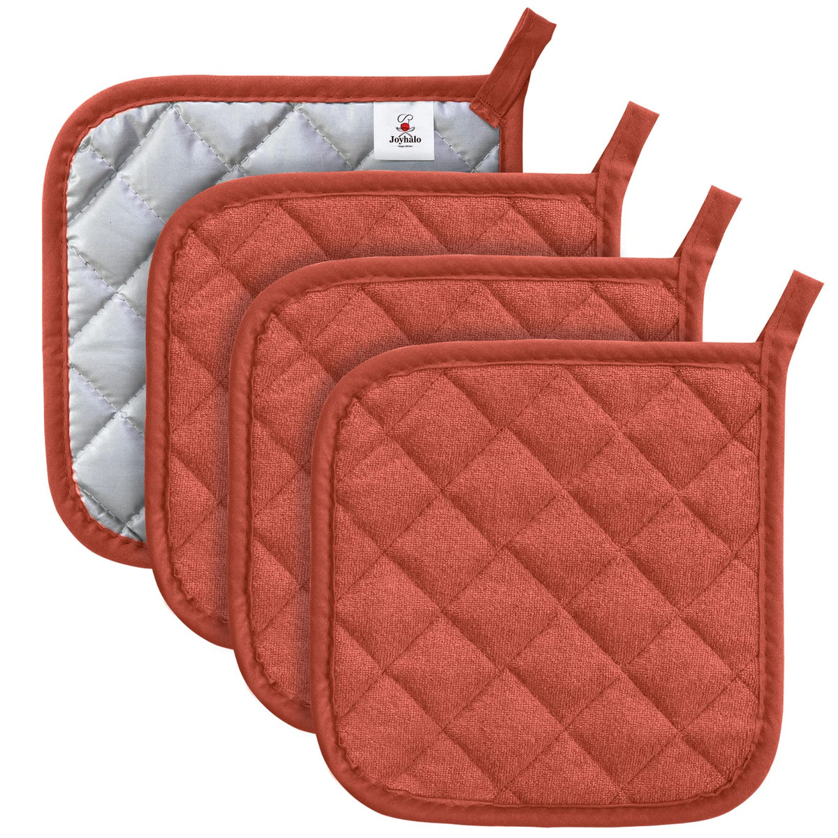 Joyhalo 4-pack pot holders with cotton fabric and heat resistance for safe handling