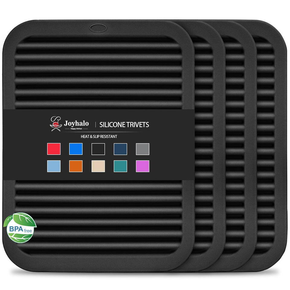 Joyhalo 4-pack silicone trivets for hot pots protect countertops when lifting cookware