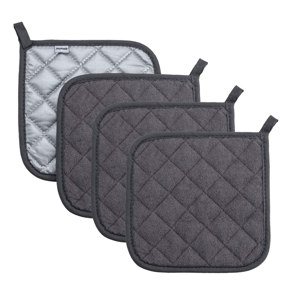 Joyhalo 4-pack pot holders with thick padding for safe handling