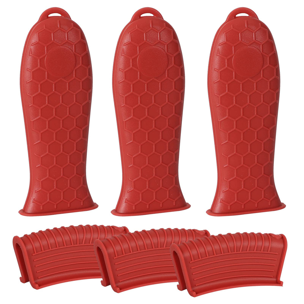 Joyhalo cast-iron handle cover on a hot pan provides heat protection and stable grip.