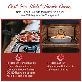 JoyHalo cast-iron skillet handle covers with approximate size for compatibility.