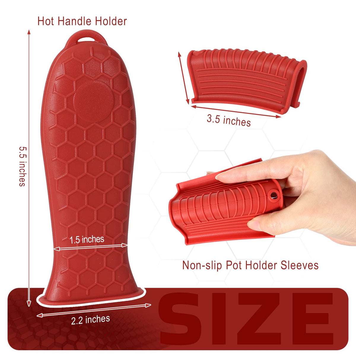 Joyhalo cast-iron skillet handle sleeve fits most standard skillets for safer handling.