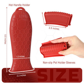 Joyhalo cast-iron skillet handle sleeve fits most standard skillets for safer handling.