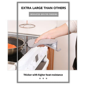 JoyHalo grey pot holders with non-slip grip for secure handling of hot cookware.
