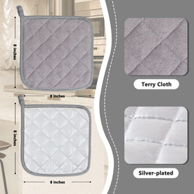 JoyHalo grey pot holders fabric texture highlights durable non-slip grip.