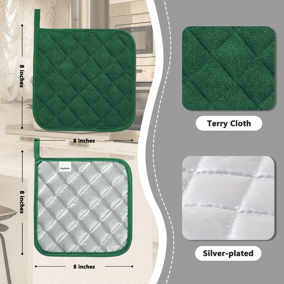 Joyhalo quilted cotton pot holder close-up showing cushioned texture