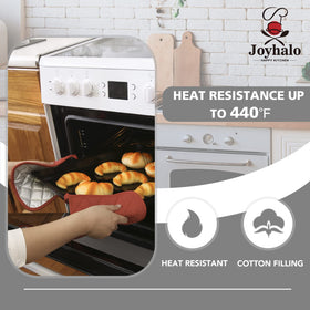 Joyhalo quilted pads withstand up to 400 degrees for safe baking tasks