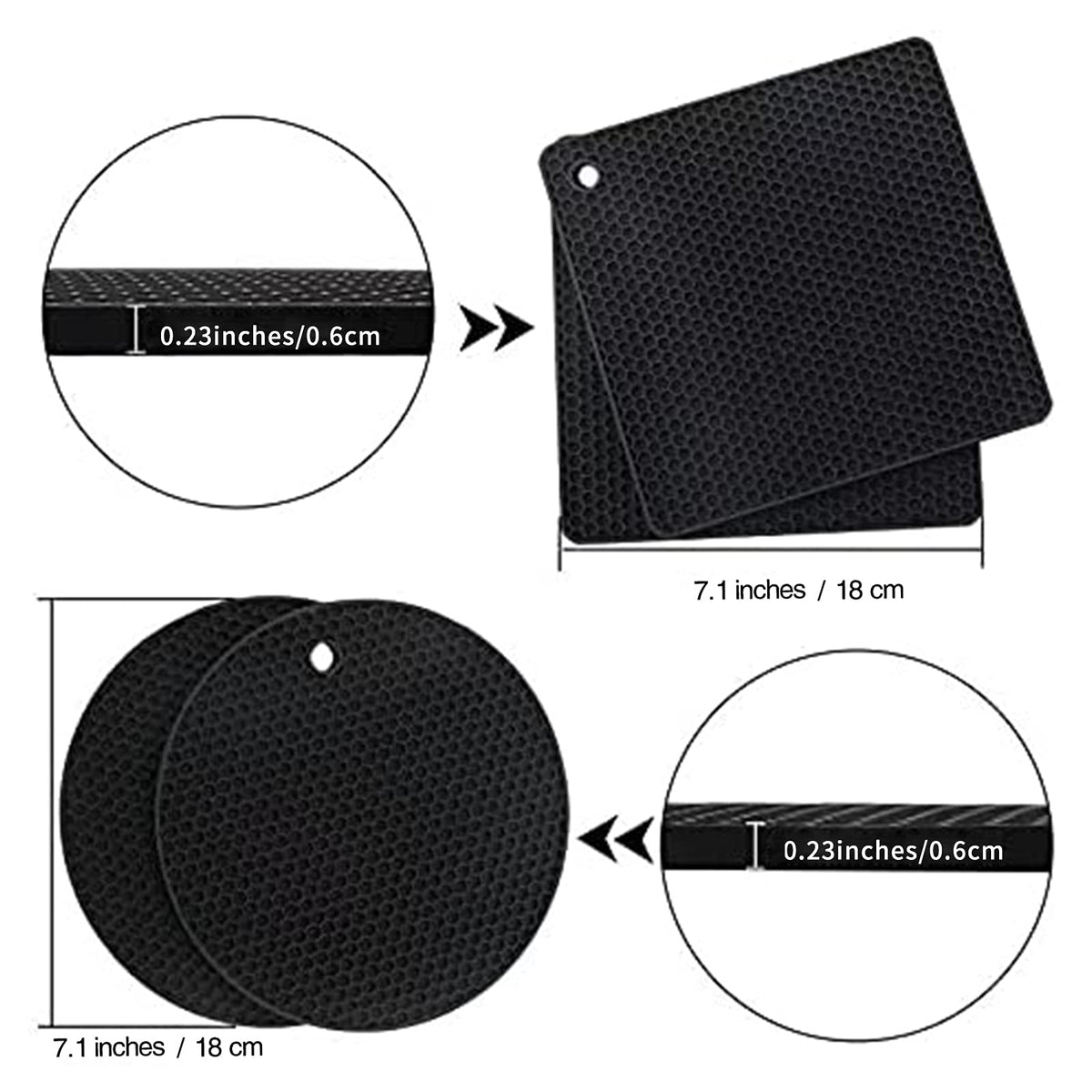 Joyhalo square honeycomb trivet protects surfaces from heat.