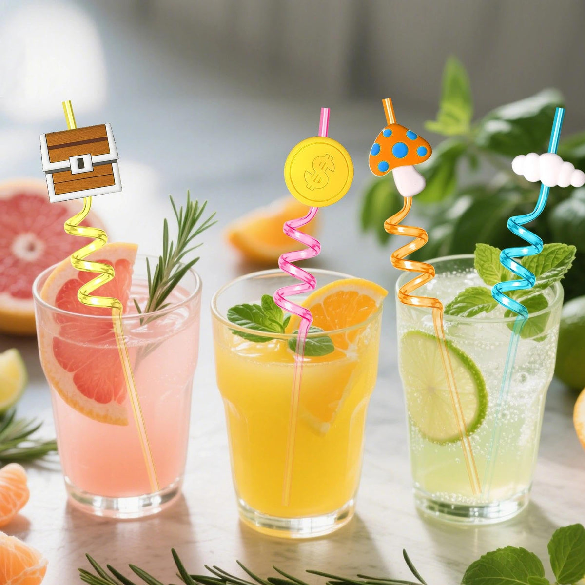 Joyhaven bendy straw with removable charm for personalized party drinks
