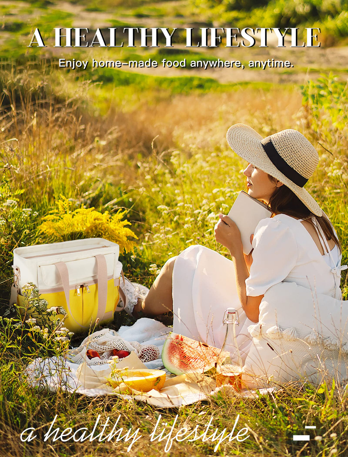 JOYHILL lunch bag for a beach day, keeps drinks cool.