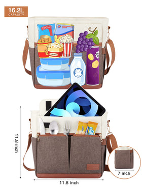 JOYHILL lunch bag large-capacity holds a full day of food and drinks.