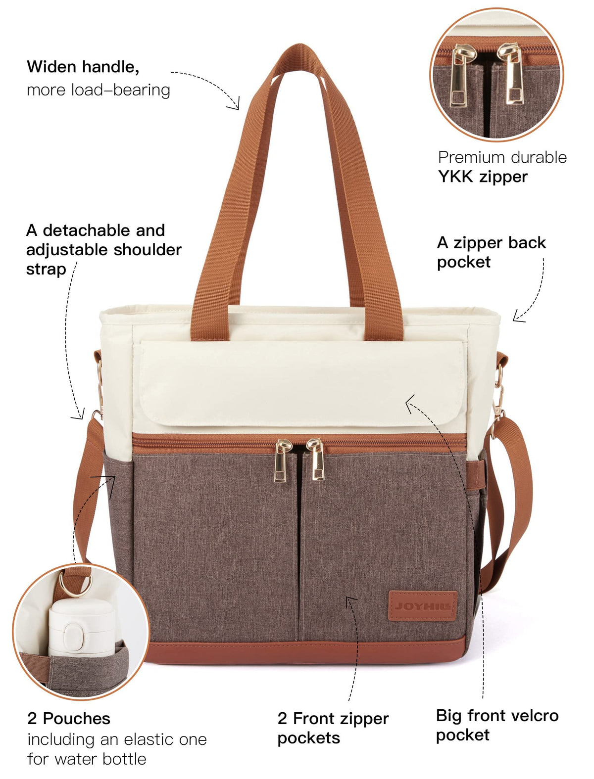 JOYHILL lunch bag with shoulder strap for easy daily carry.