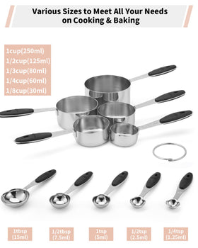 Joyhill stainless steel measuring spoons with soft-touch handles for precise measuring