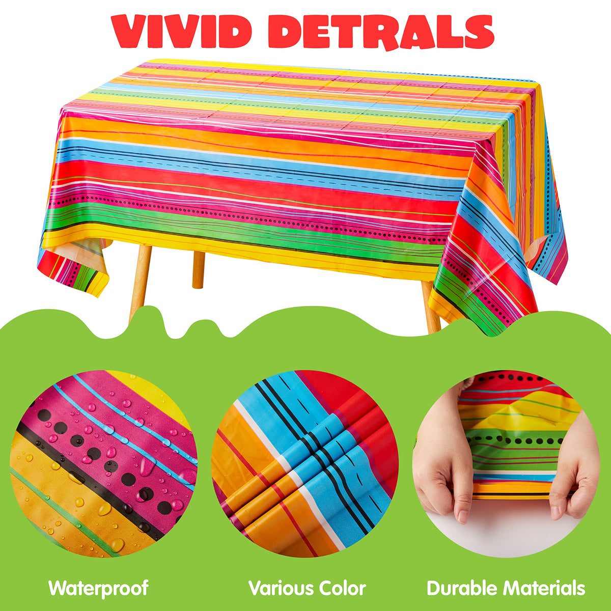 JOYIN multi-color stripe tablecover enhances taco night ambiance
