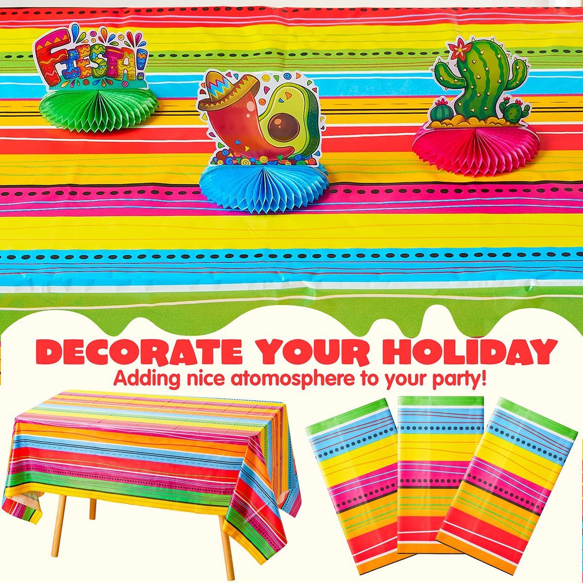 JOYIN plastic non-toxic tablecover provides safe, disposable table setting