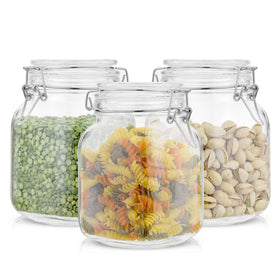 JoyJolt 32oz square mason jar with lid for durable organization