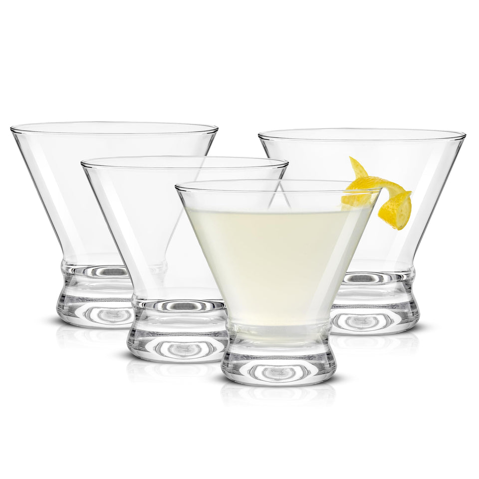 JoyJolt Afina stemless martini glasses set of 4, stable everyday entertaining