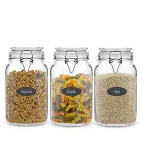 JoyJolt airtight glass jar with lid keeps dry ingredients fresh and organized.