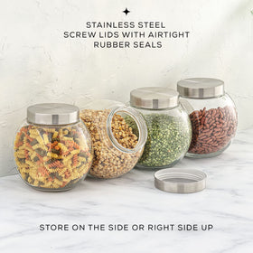 JoyJolt All-Sides cookie jar clear glass for easy content viewing.