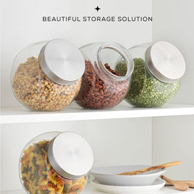 JoyJolt All-Sides cookie jar on counter blends with decor.
