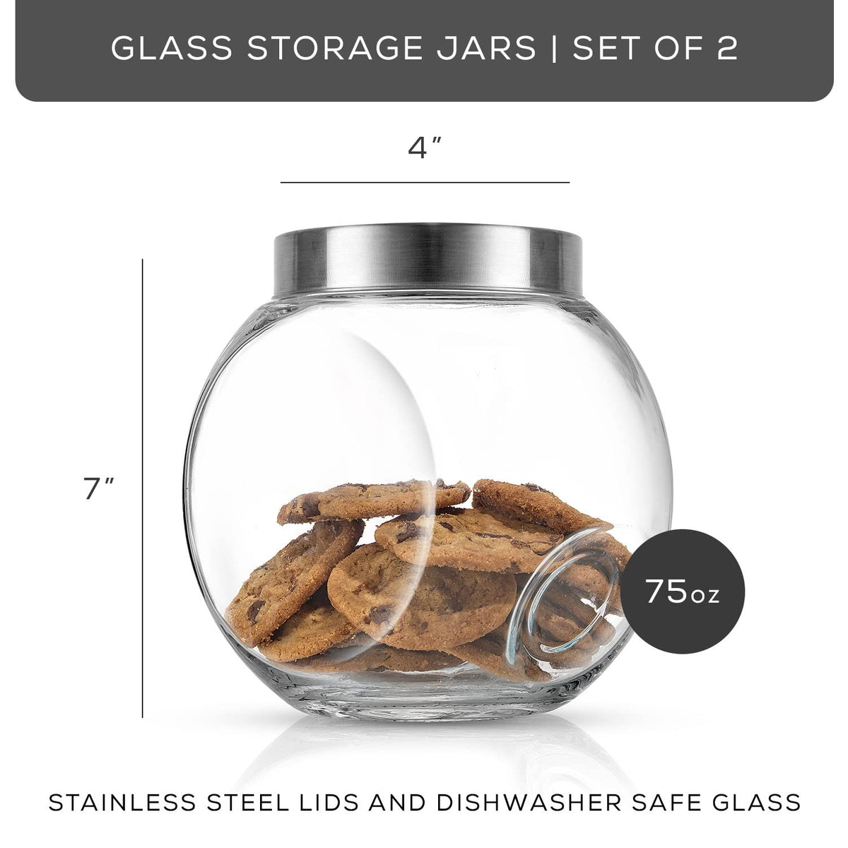JoyJolt All-Sides cookie jar mouth wide for easy scooping.