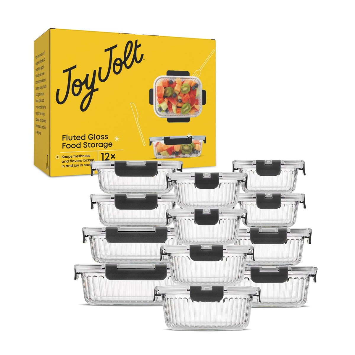 JoyJolt borosilicate round 21oz container keeps liquids secure and fresh.